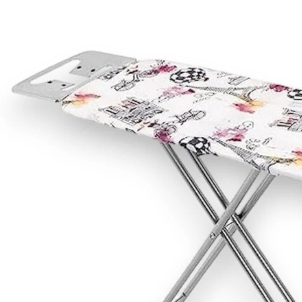 Asse da stiro in acciaio con ripiano a rete 105x30xH89 cm con fermo sicurezza - 4