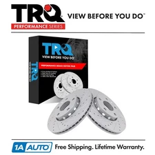 TRQ Performance Brake Rotor Drilled & Slotted Front Coated Pair for Audi VW