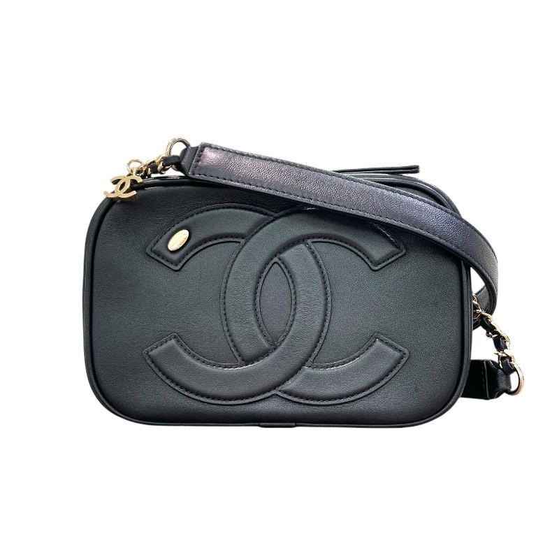 Chanel Big Coco As0322 Black Calf Leather Shoulder Bag