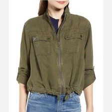 NWOT - Treasure  Bond - Olive Linen Blend Utility Jacket