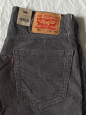 NEW  Men's Levi's 505 Regular Stretch 30 x 30 Grey Corduroy Jeans