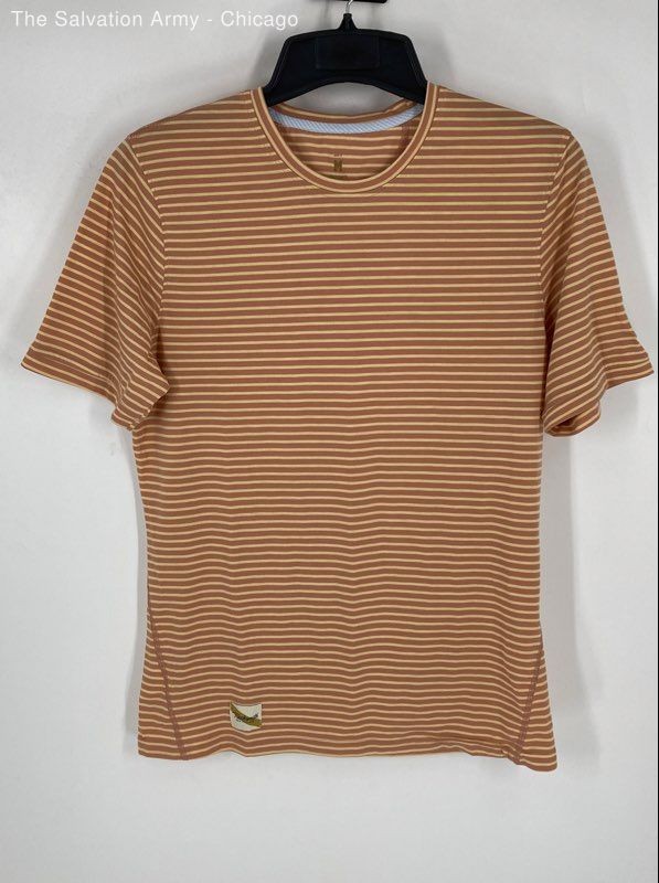 Tracksmith Mens Brown Tan Striped Short Sleeve Pullover T-Shirt Size M