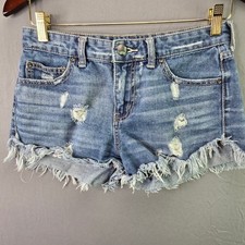 Free People Denim Shorts Womens 26 Blue Distressed Frayed Hem 61855-1615125