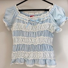 Preview of Baby The Stars Shine Bright LR Shirt Sax White Lace Lolita Rare 20+yr