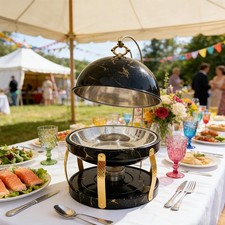 8L Buffet Banquet Chafing Dish with Lid Black Marble Print Design Buffet Food Wa