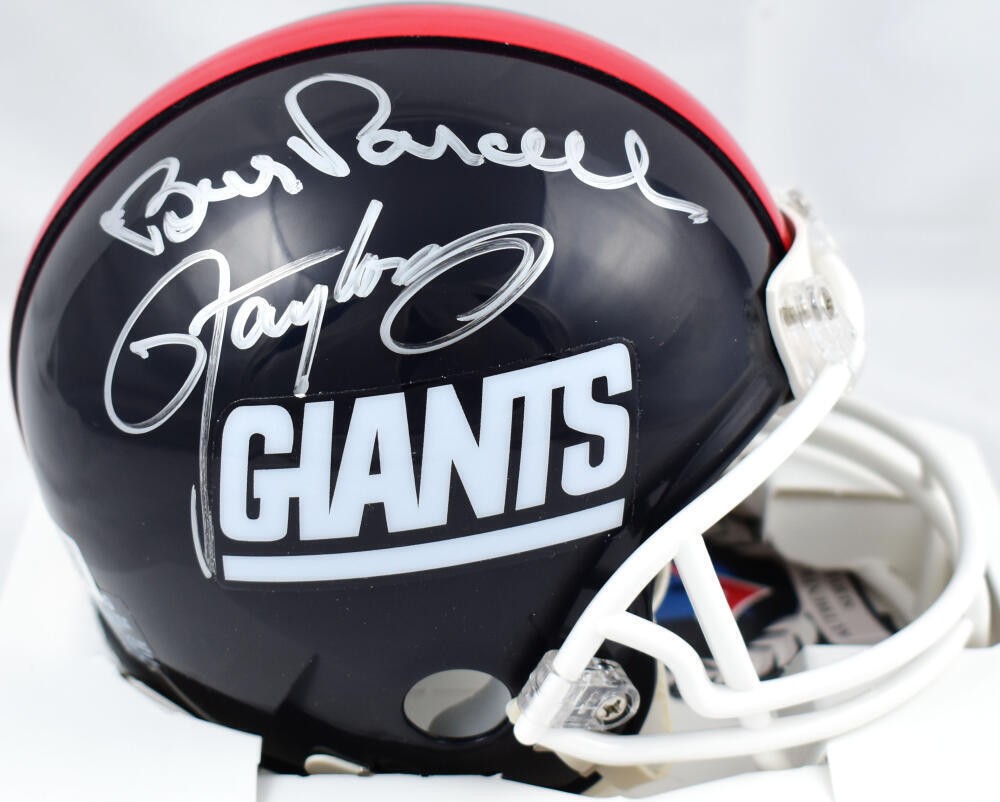 Bill Parcels Lawrence Taylor Autographed Signed New York Giants Bill Parcells Lawrence Taylor Mini Helmet- Beckett W Holo 
