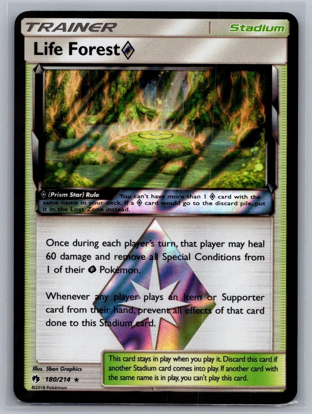 Life Forest ◇ 180/214 Prism Star Rare Lost Thunder Pokemon Holo Near Mint