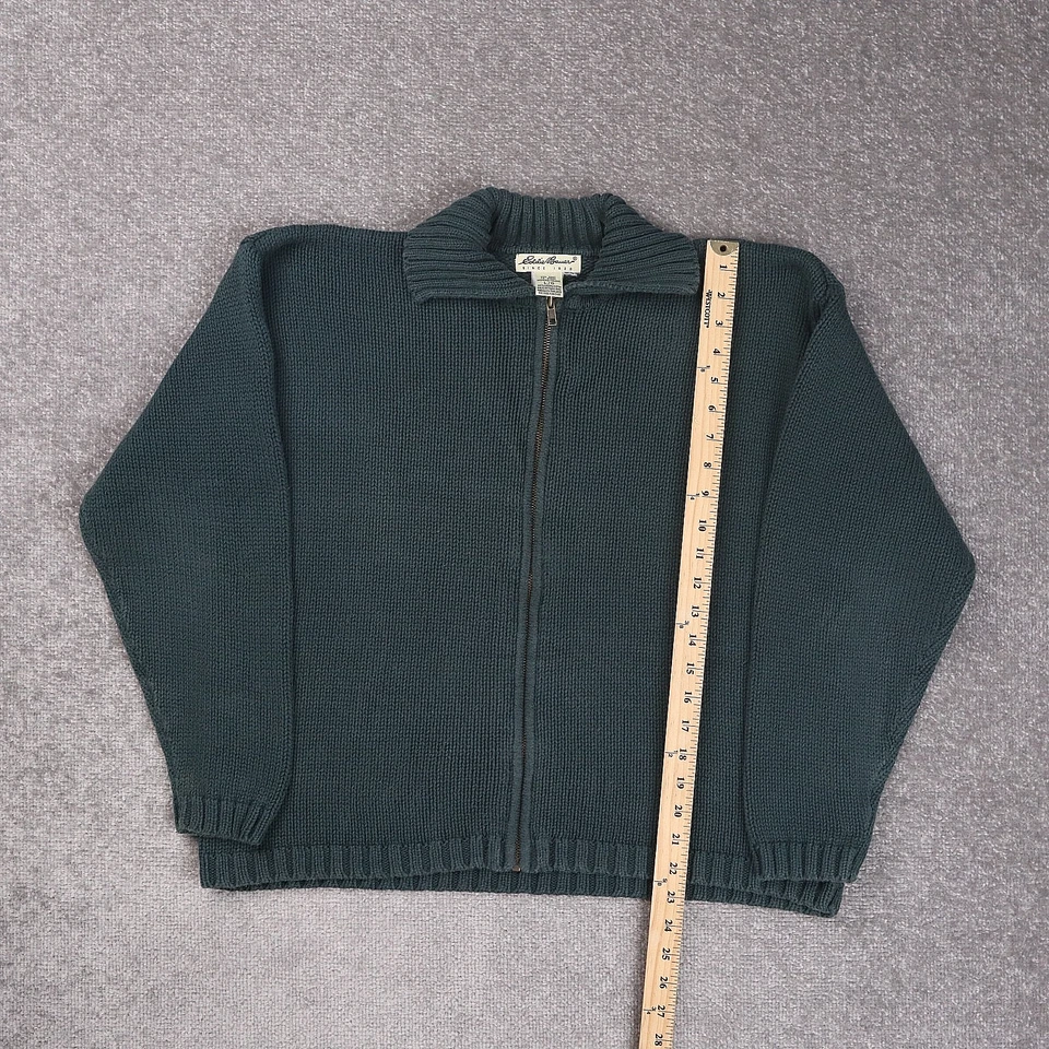 Suéter vintage para mujer Eddie Bauer tejido grande verde manga larga cremallera completa Foto 3 de 4