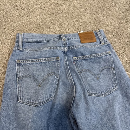 Levis Premium Baggy Dad Jeans Womens 27 Blue Straight Leg Mid-Rise (30x30) Big E - Picture 11 of 15