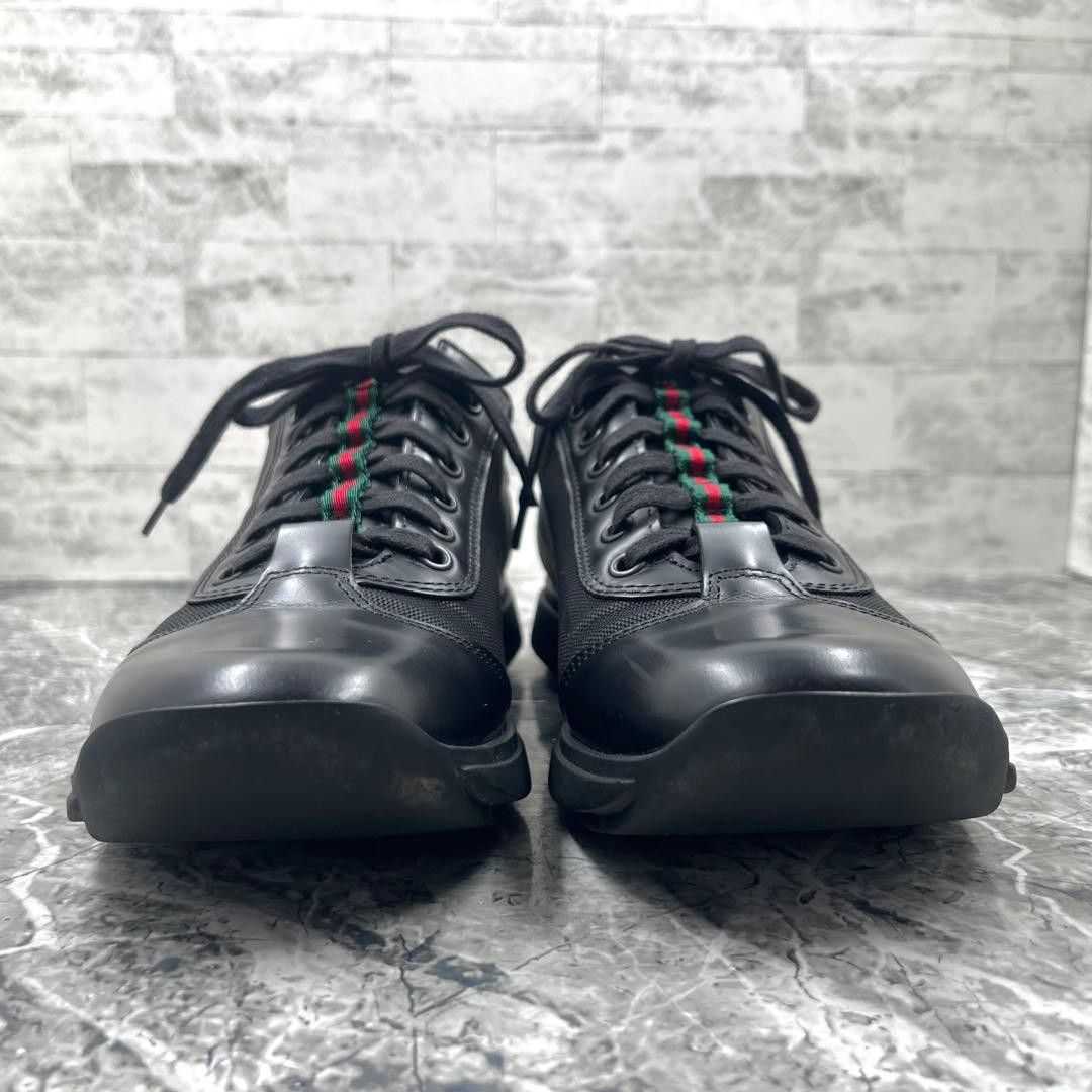 Auth Gucci Leather Sherry Line Lace Up Low cut Sneakers Black EU38 US8 UK5 Women thumbnail 13