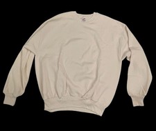 Vintage 90 s Blank Cream Made In USA Sweatshirt Crew Neck Jerzees Russell XL