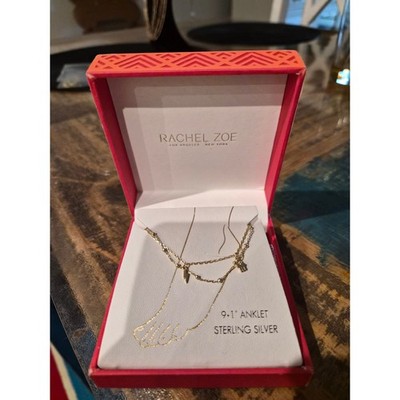 Rachel Zoe  Sterling Silver Double Layer Charm Anklet 9+1 Inch NIB