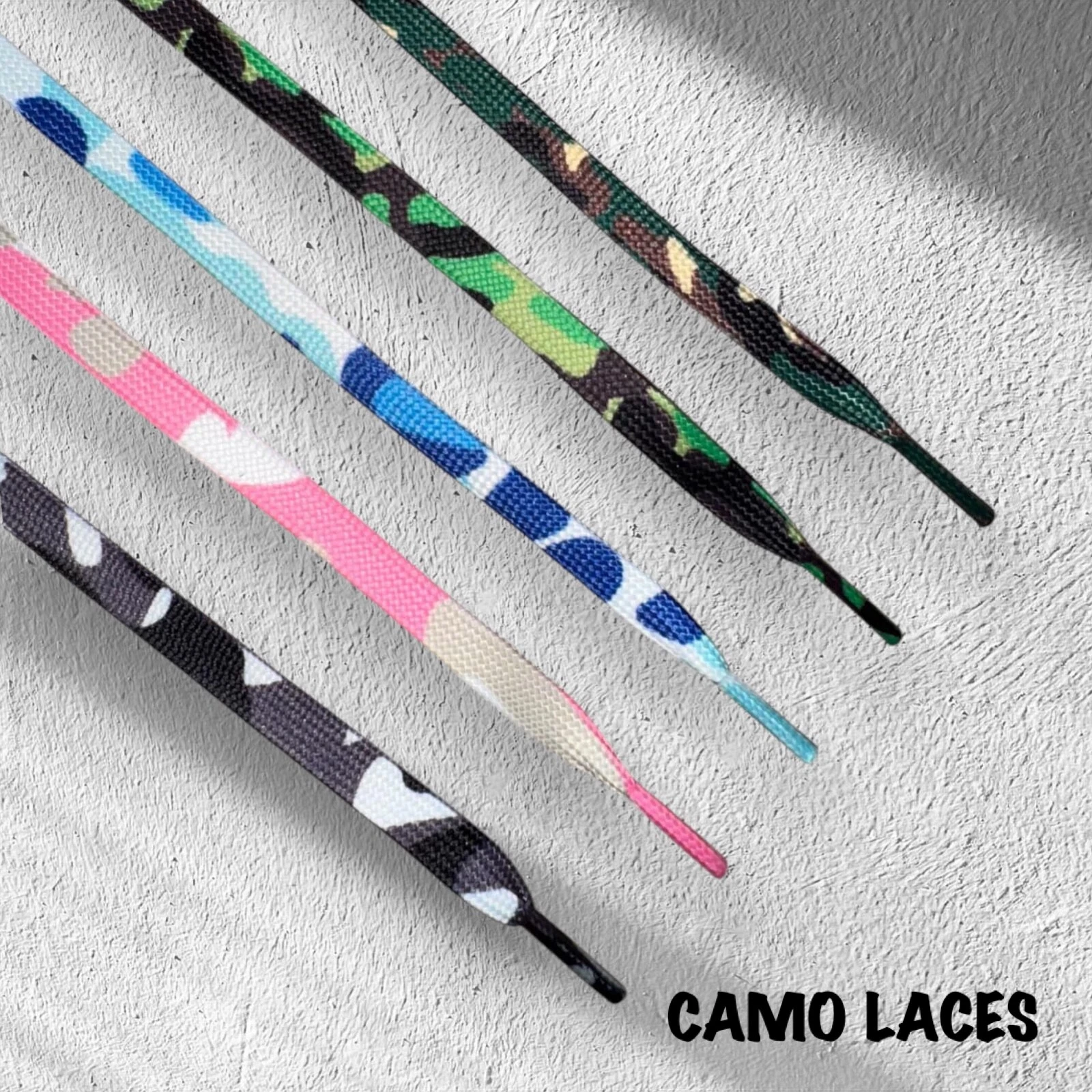 Lacci scarpe da ginnastica Premium Flat Camo Nike Jordan Adidas New Balance Asics Puma Fila