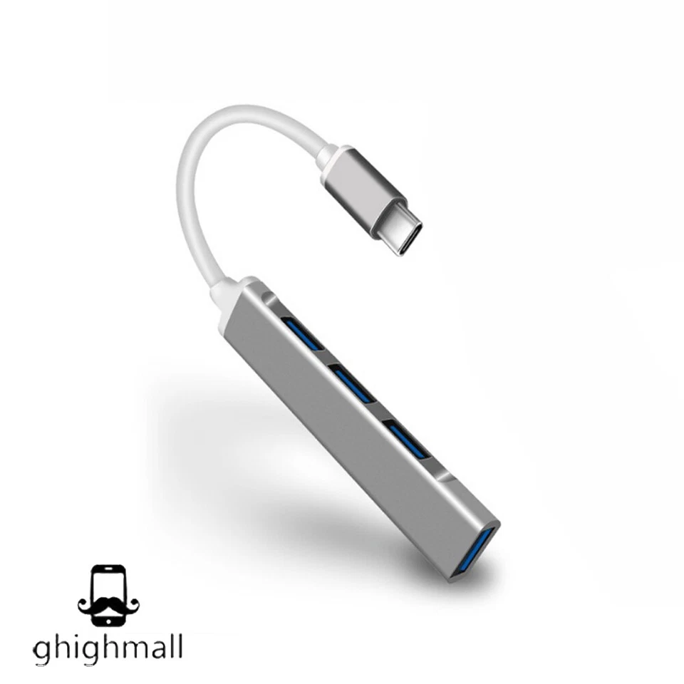 Gray Type C to USB 3.0 Hub USB C Hub 4 Ports Adapter for MacBook and More Type C - Image 4 of 4