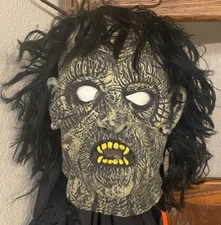Vintage Monster Zombie SCARY Halloween Mask Full Over the Head Rubber w/Cape
