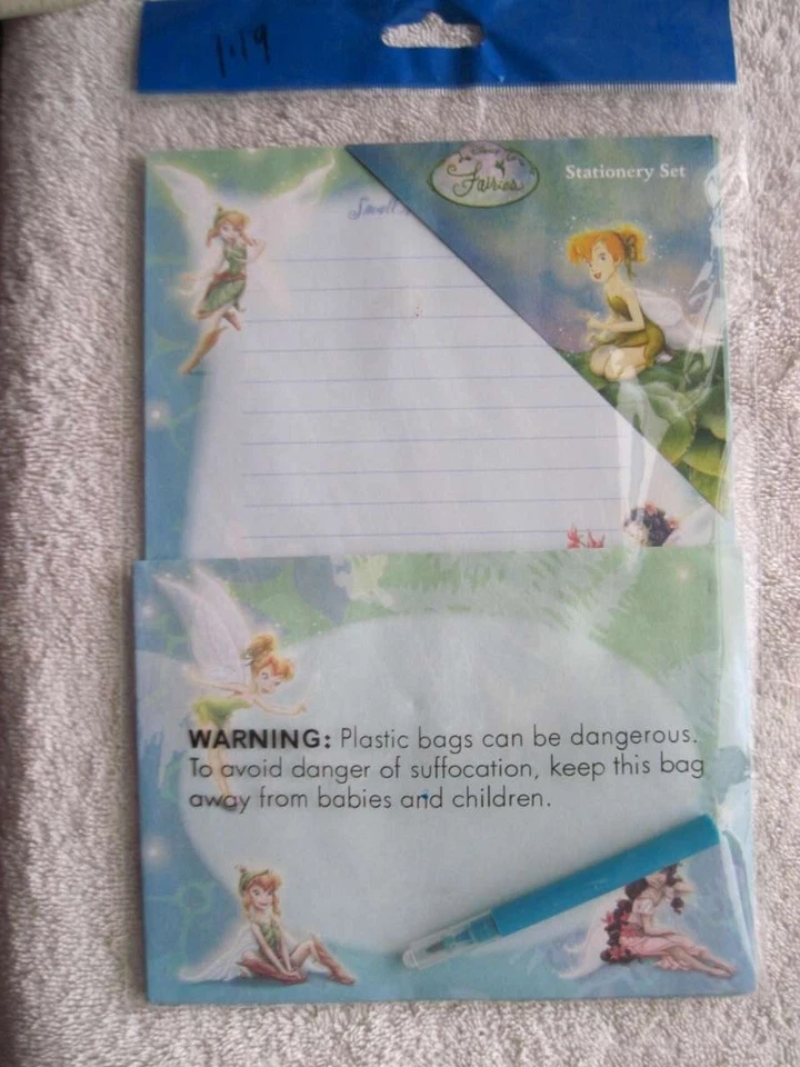 Disney's Stationary Set Note Paper Envelopes Fairies " Small but Powerful" Green - Image 2 of 4