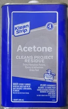 1 Qt Klean-Strip Acetone Cleans Project Residue & Adhesive QAC18 Thins Resins ^