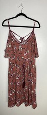 xhilaration Size L Rose Pink Floral Beachy Boho Dress NWT New