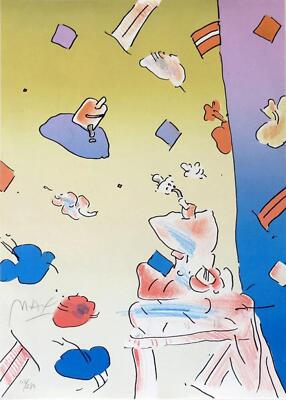 Peter Max, Weich Stuhl Und Wand, Lithographie Mit Hand Mal-, Unterzeichnet Zahl