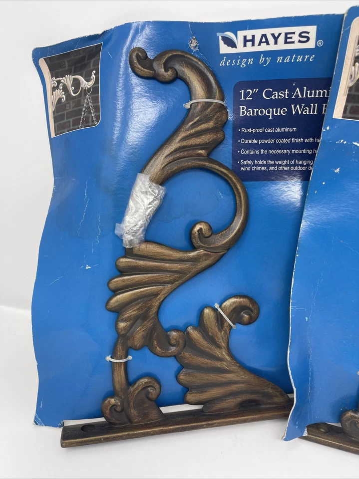 2x Hayes 12" Cast Aluminum Baroque Wall Bracket #22530 - Изображение 3 из 4
