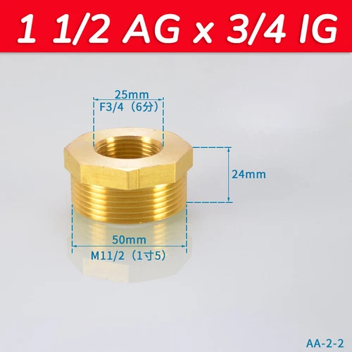 Gewindefittings aus Messing Reduzierstück Reduzierung AG auf IG 1/8 bis 2 Zoll - Bild 19 von 48