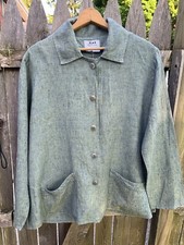 Flax By Jeanne Engelhart Green Linen Jacket Large