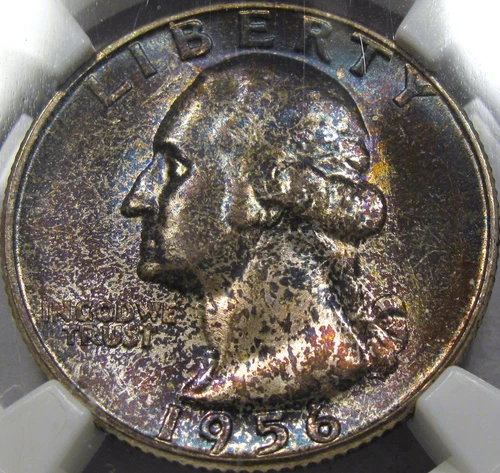 1956 Washington Quarter Dollar Superb Gem BU NGC MS-66... Stunning Blue-Violet!!