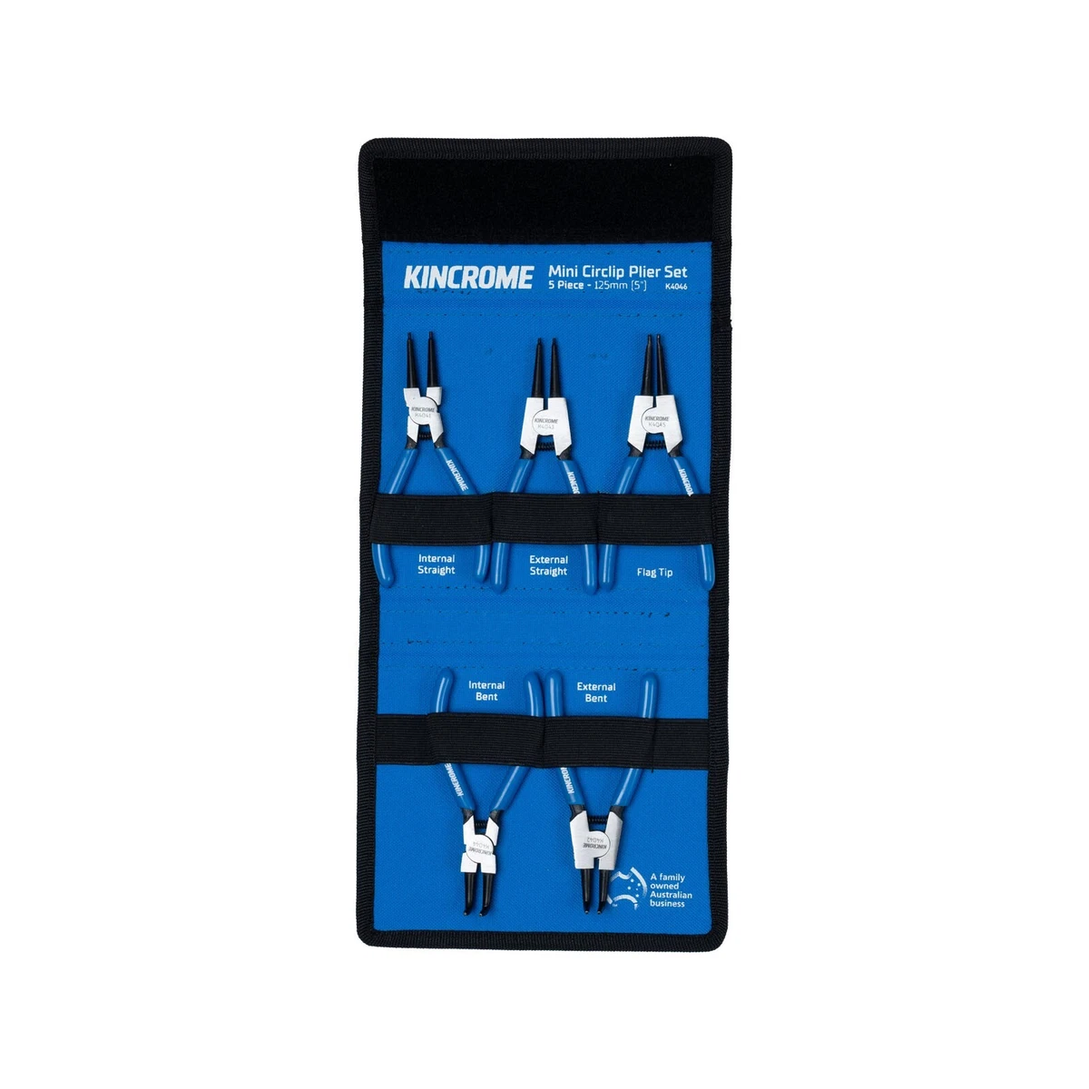 Kincrome 5 Piece Mini Circlip Plier Set Bent Straight Flag Top K4046