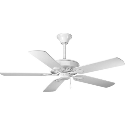 NEW Progress Lighting P2503-30W AirPro 52 inch White Ceiling Fan 5 Blade 3 Speed
