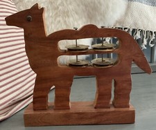 Vintage Unique Wooden Hand Carved Camel Tambourine Odd Gift Home Decor