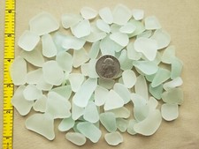 GENUINE BEACH SEA GLASS SURF TUMBLED SEA FOAM TINT GREEN HALF POUND FROSTED E3