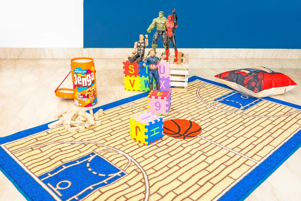 6'7"x9'2" Basketball Court Ground Kids Play Area Rug Anti Skid Backing - 695 - Image 4 of 4