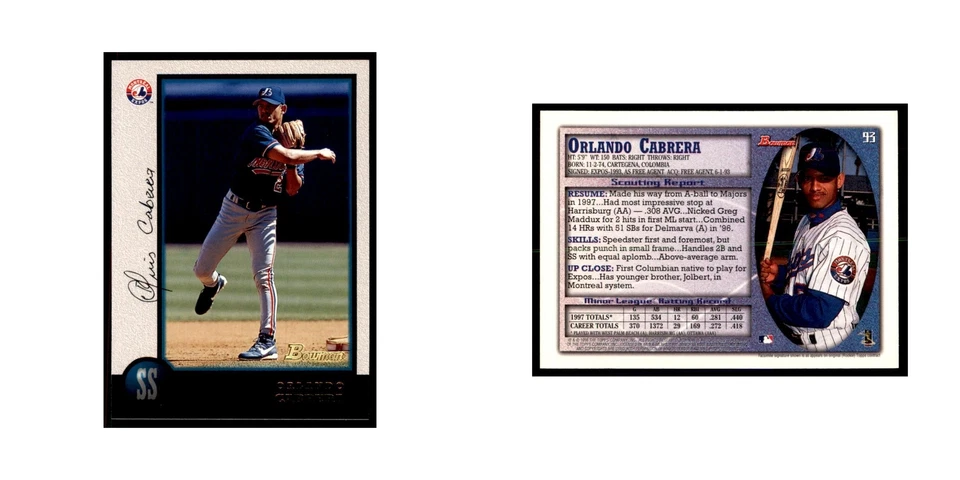 1998 Bowman Orlando Cabrera Baseball Cards #93 - Image 3 of 3