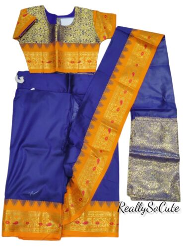 Kids pre stitched saree, 3t/4year girl saree, Indian kids saree, toddler saree - Picture 1 of 5