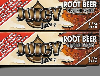 JUICY JAY'S ROOT BEER FLAVORED HEMP CIGARETTE 1 1/4 ROLLING PAPERS 2 PACKS
