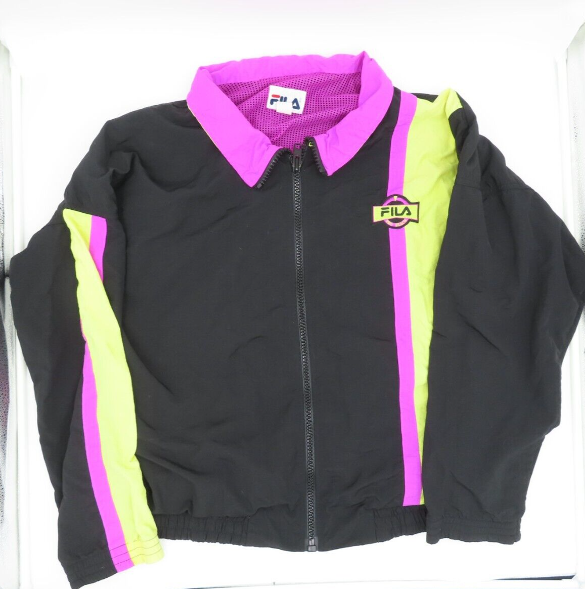 Giacca vintage Fila anni 80 90 giacca a vento colorblock retrò full zip donna taglia L