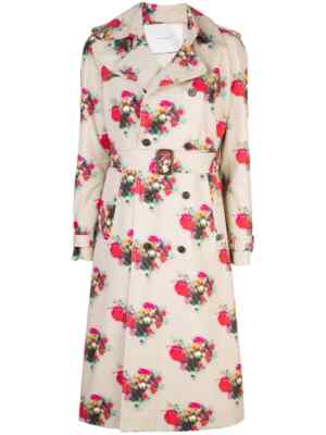 Adam Lippes floral print trench coat SZ S