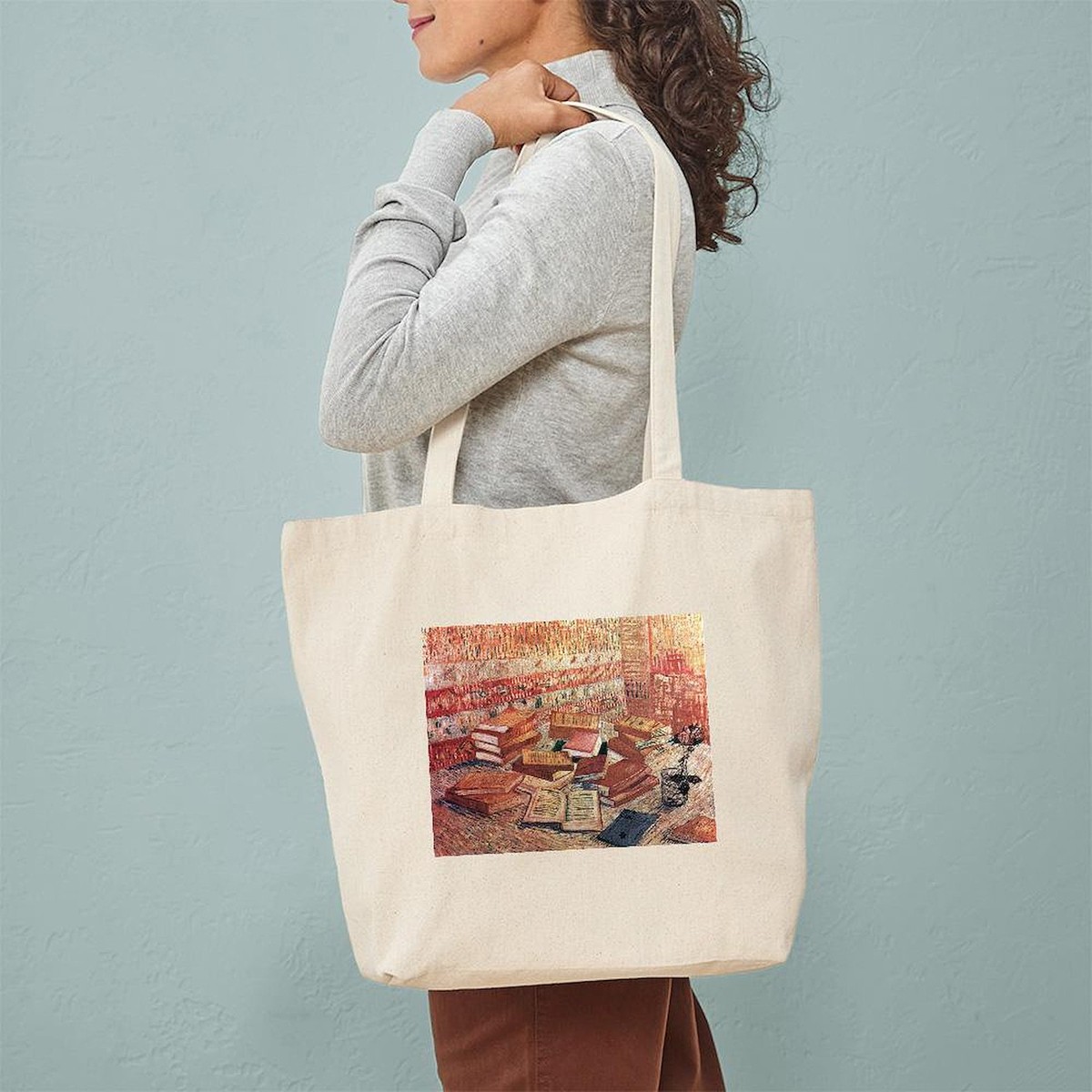 Yellow Rose Canvas Tote Bag - Reusable Natural Cotton Shopping Bag With Printed Design, Two Sizes