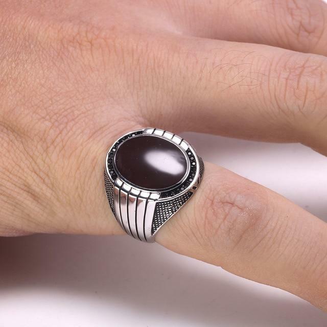 Bague chevalière homme argent massif 925 pas cher pierre noir