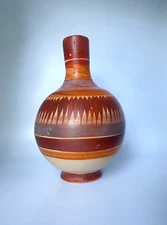 Vtg Tonala Mexican Vase Pottery Jug Water Pitcher Hand Painted