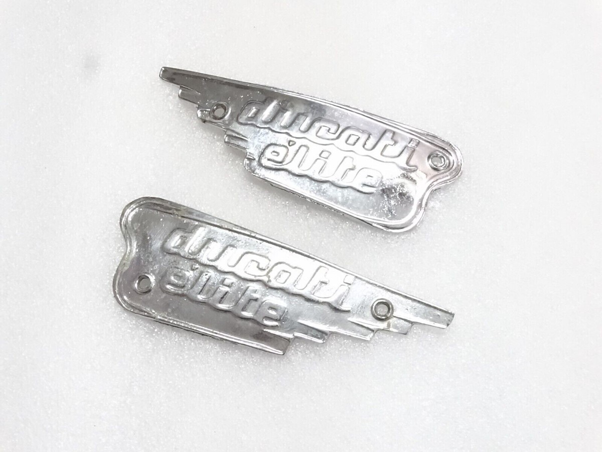 Pair Ducati Elite 200cc Gas Fuel Tank Badge Emblem Set 1959-1965
