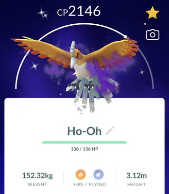 Shadow & Shiny Shadow Ho-Oh (gereinigt) Pokémon Go