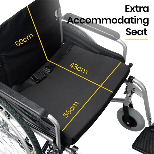 EQUIPMED Extra-Wide Folding Wheelchair, Aluminium Frame, 150kg Capacity - Picture 8 of 13