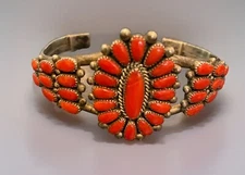ALICE QUAM Zuni Native American CORAL CUFF OLD GEM QUALITY 26g COLLECTOR