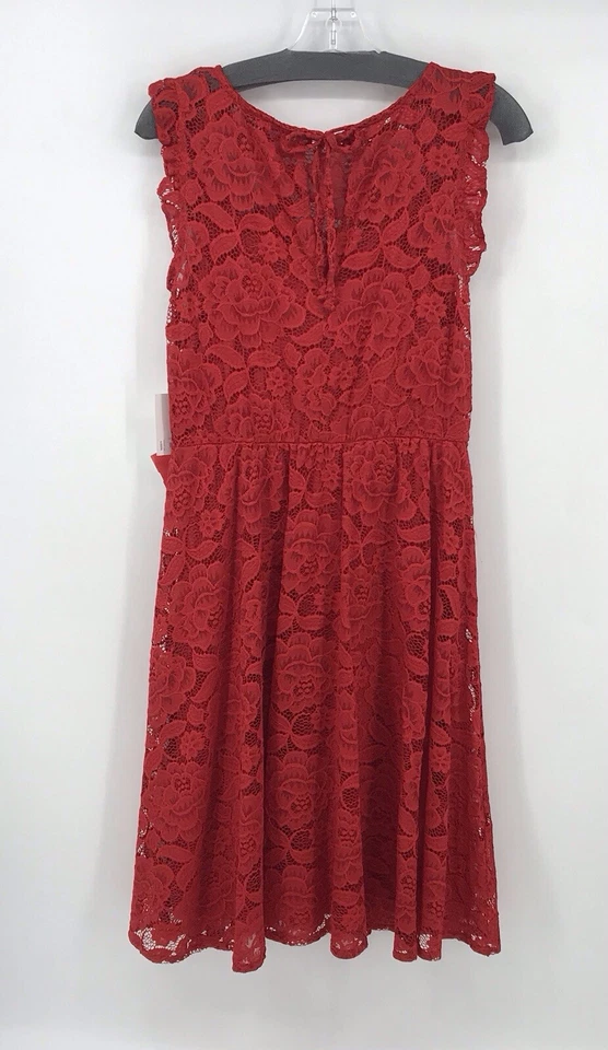 Vestido Lauren Conrad Usado Para Mujer Rojo Encaje Sin Mangas Talla Med Nuevo Con Etiquetas Foto 2 de 4