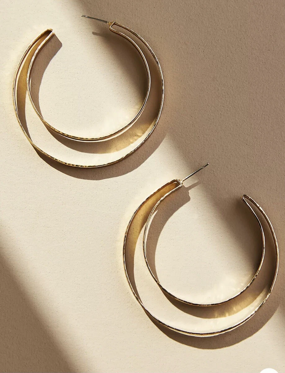 Anthropologie Moon Shaped Hoops Gold 2.25 eBay