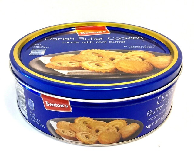 EMPTY Tin Benton's Danish Butter Cookies Blue Container Box Case Round