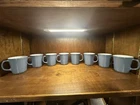 PYREX Vintage Slate Blue Milk Glass D Handle Set Of 8 Coffee Cups Mugs
