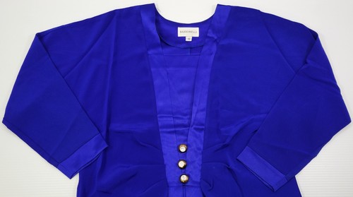 Vintage Bassonelli Blue Women Party 2-Piece Skirt Suit Set Size 16 - Picture 8 of 15