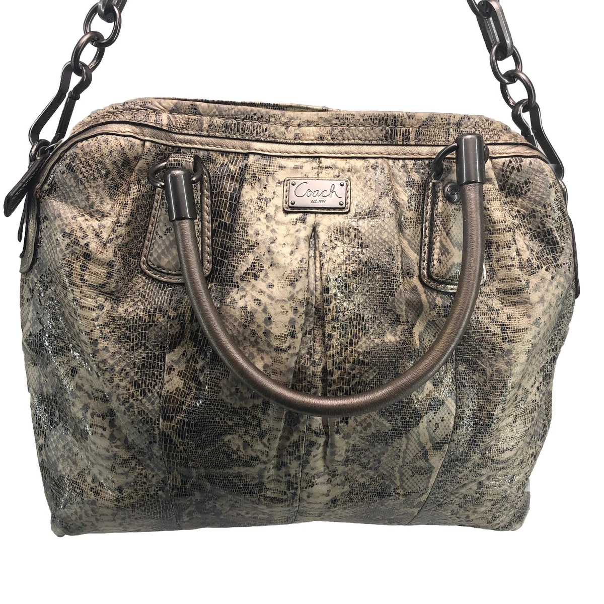 ショルダーバッグ COACH One Shoulder Python Double Pocket Coach Python Shoulder Bag Medium Bags & Handbags for Women for